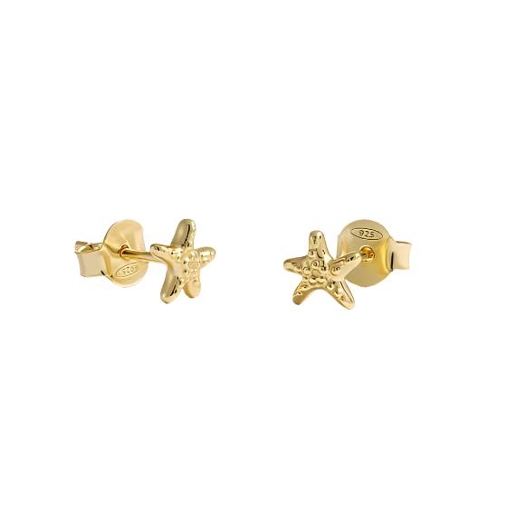 Sterling silver with gold plating starfish studs