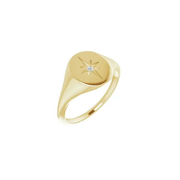 Signet Ring Oval Sunburst