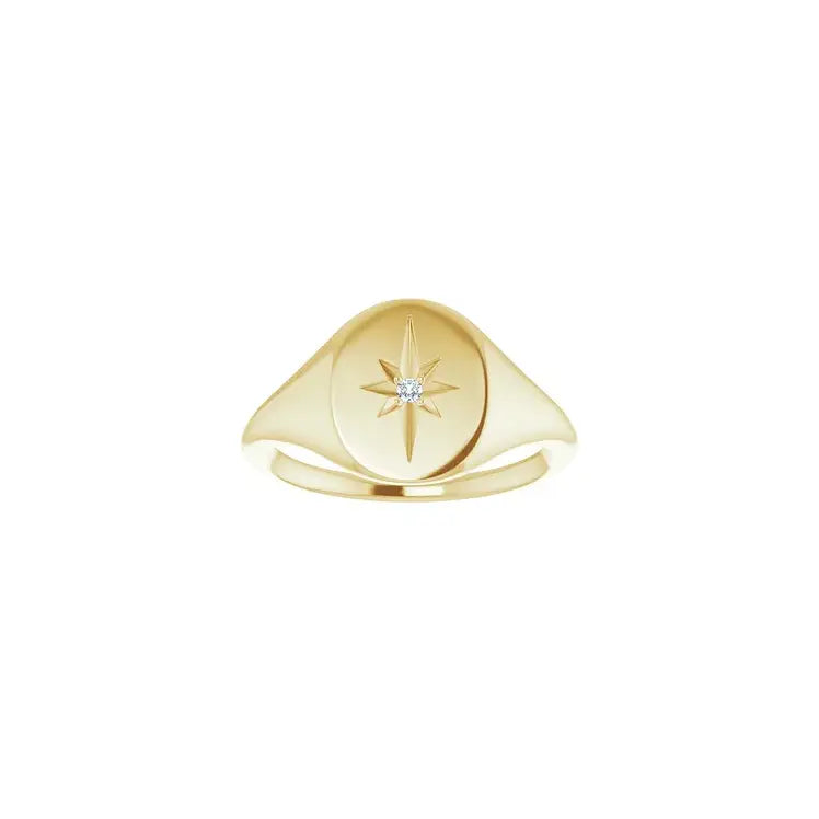 Signet Ring Oval Sunburst