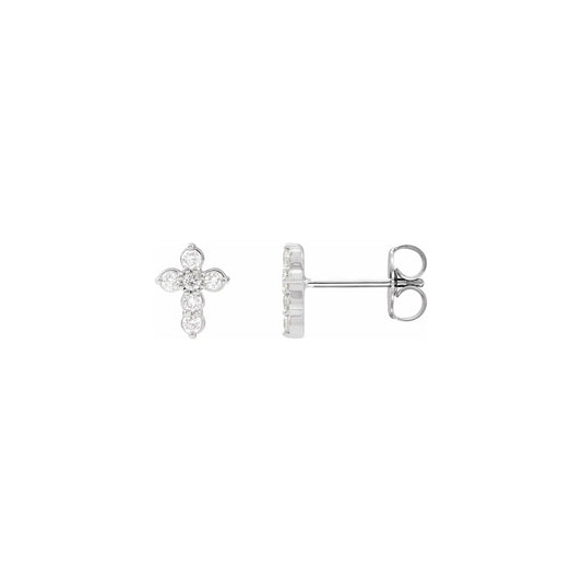 Cross Studs in white gold, front view