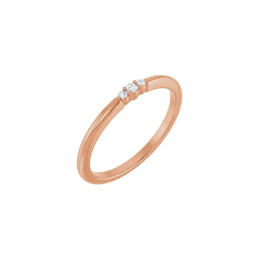 Dainty Trio in rose gold, angled view