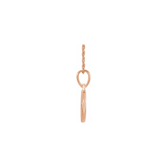 Sunburst Pendant in rose gold, side view