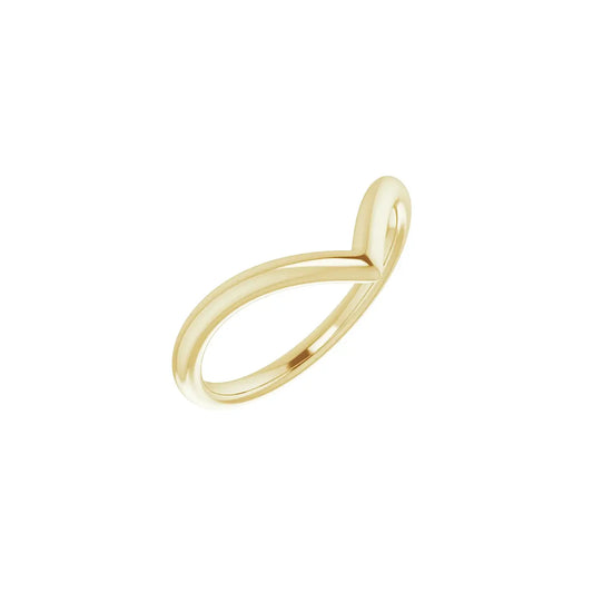 V Band 14k yellow gold chevron ring, angled view