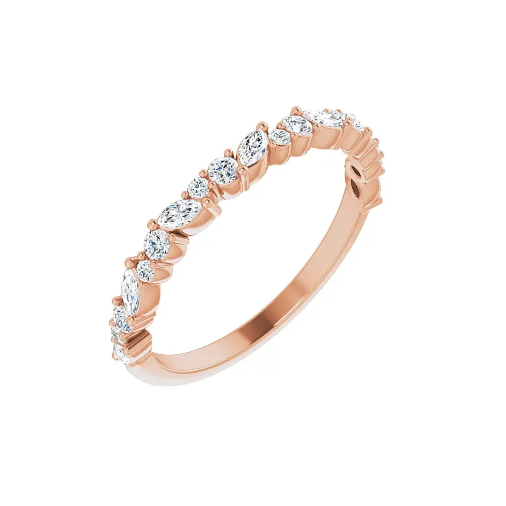 Marquise Round Half Eternity Band