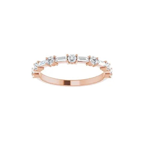 Round & Baguette Half Eternity Band