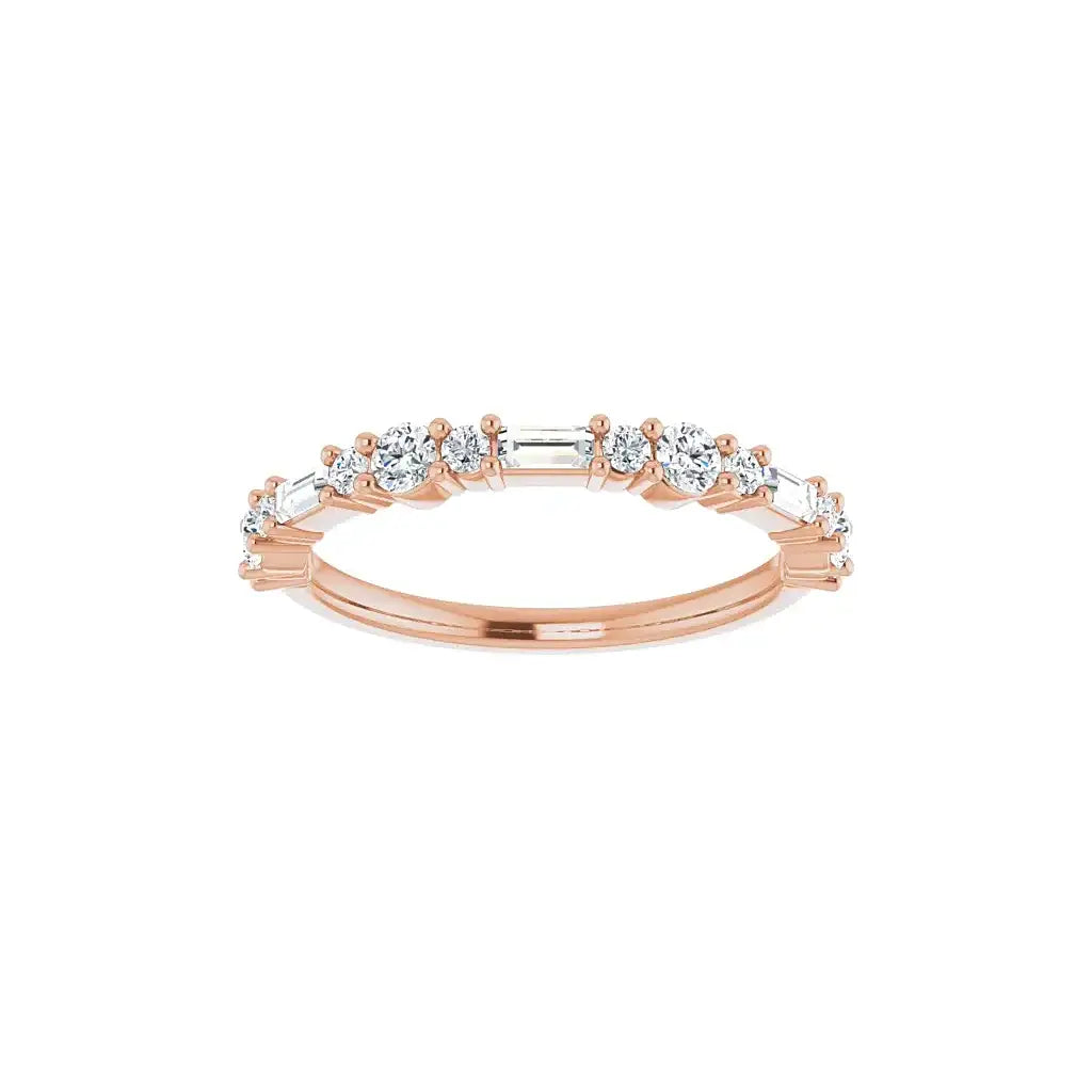 Round & Baguette Half Eternity Band