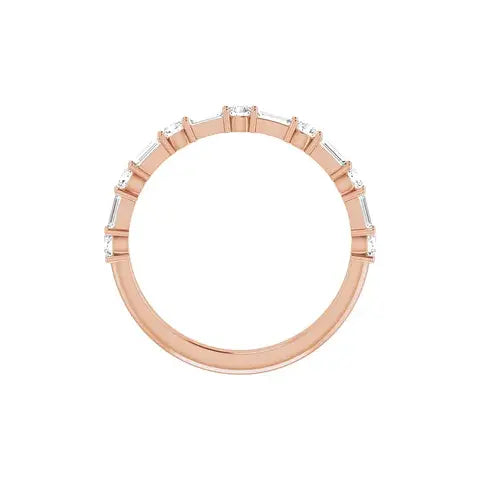 Round & Baguette Half Eternity Band