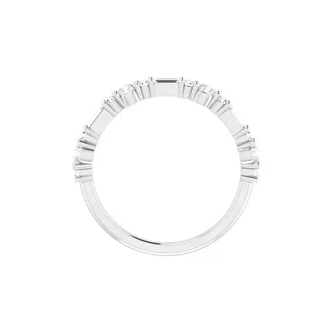 Round & Baguette Half Eternity Band