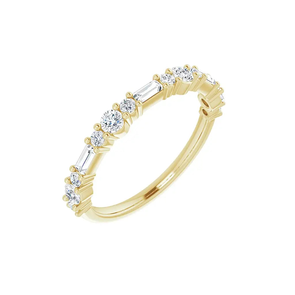 Round & Baguette Half Eternity Band