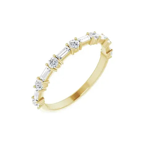Round & Baguette Half Eternity Band
