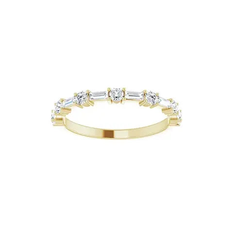 Round & Baguette Half Eternity Band