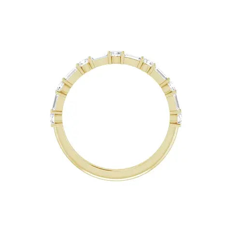 Round & Baguette Half Eternity Band