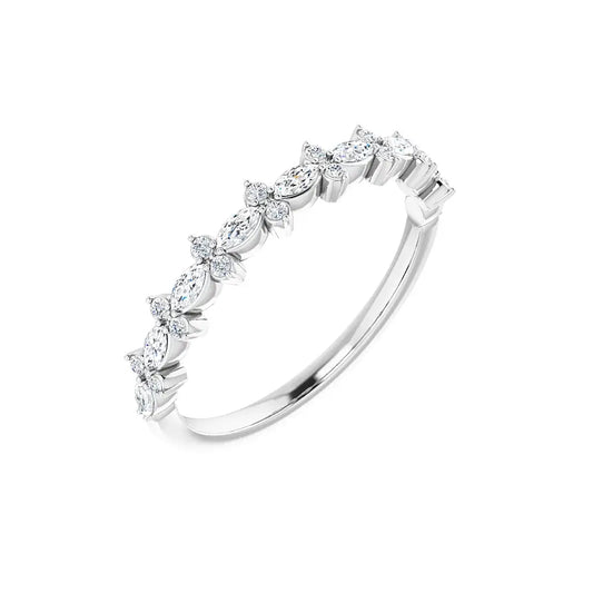Accent Half Eternity Band in white gold, angled view