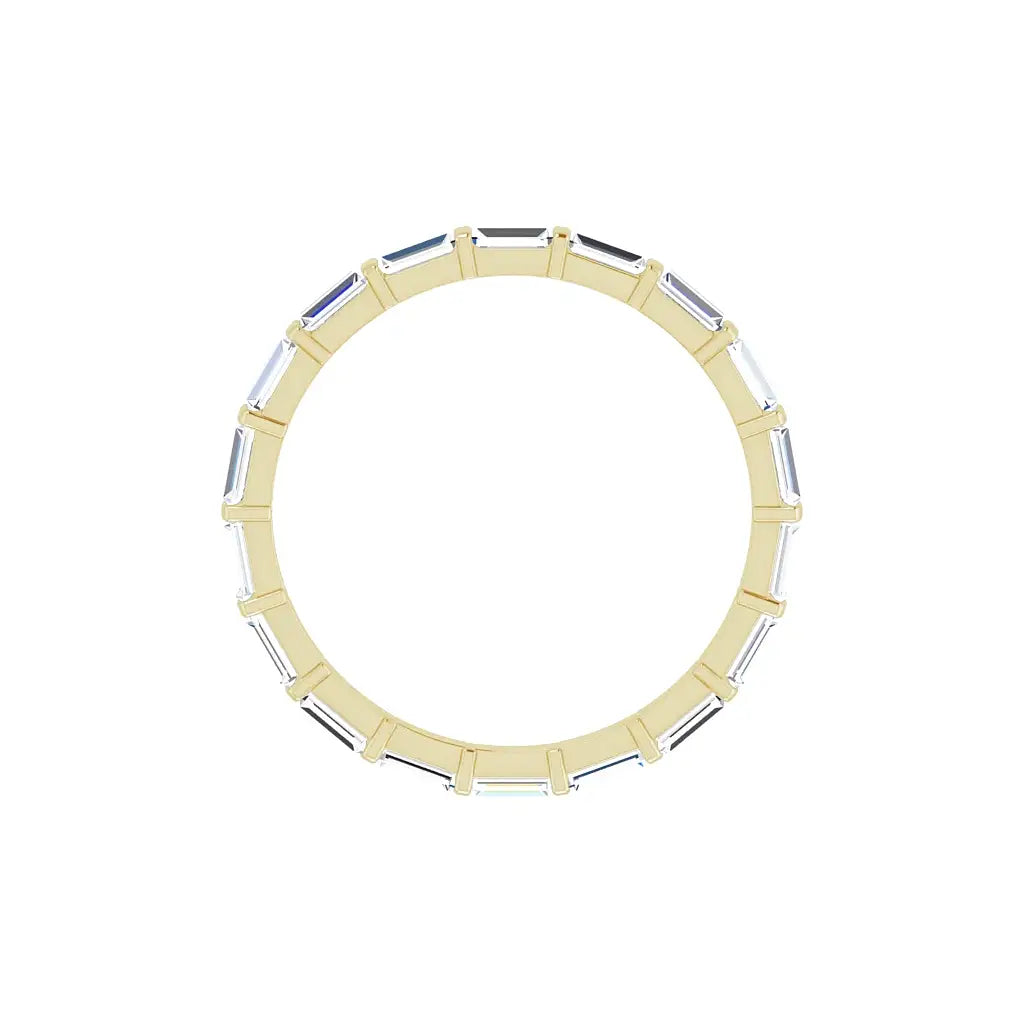 Baguette Bar Eternity Band in yellow gold, top view