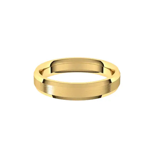 Beveled 4 mm brushed centre in yellow gold, front view
