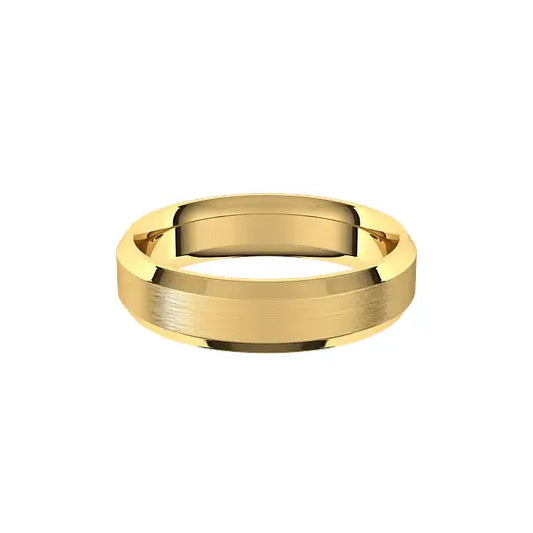 Beveled 5 mm brushed centre in yellow gold, front view
