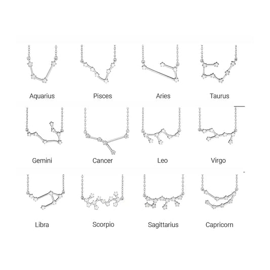 Celestial Zodiac in white gold, chart of all styles