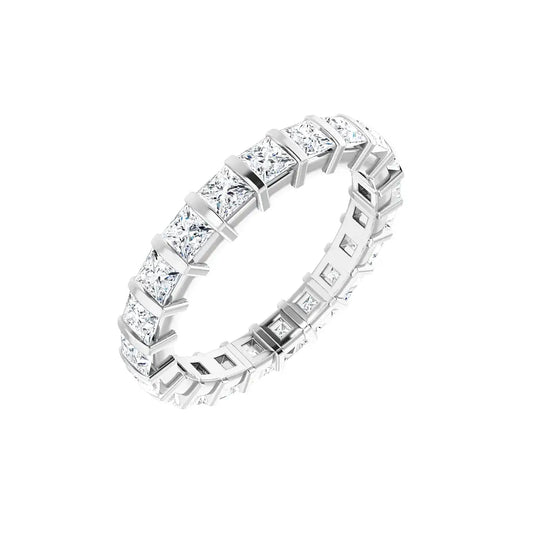 Classic Princess Bar Eternity Band in white gold, angled view
