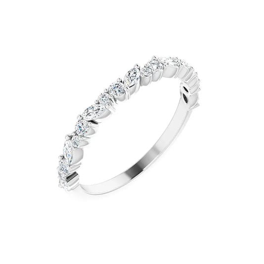 Marquise Round Half Eternity Band in white gold, angled view