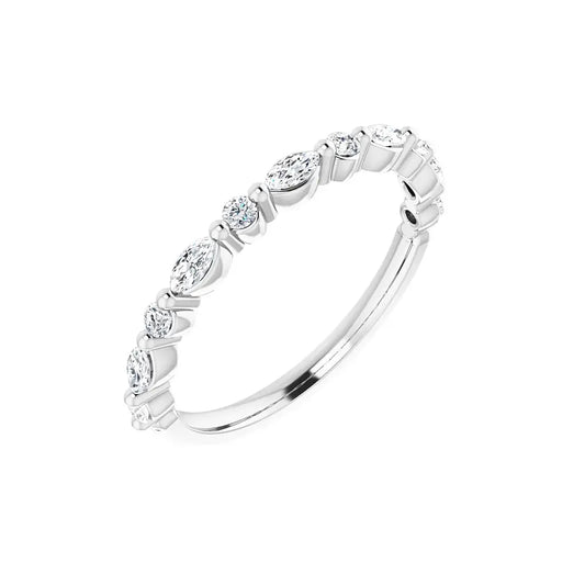 Mixed Shape Half Eternity Band in white gold, angled view
