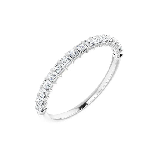 Petite Princess Bar Half Eternity Band in white gold, angled view