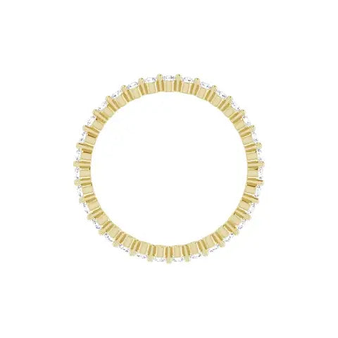 Petite Single Prong Eternity in yellow gold, top view