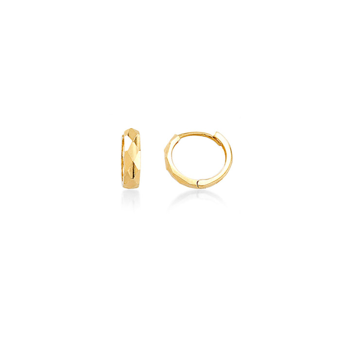 Faceted Huggies 10K Gold