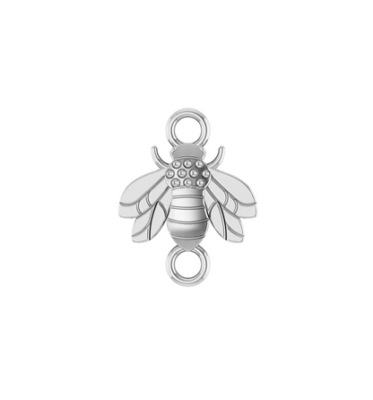 Bumble Bee Silver Connector charm for permanent bracelets