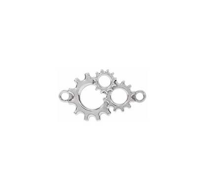 Gears Sterling Silver Connector Charm for permanent necklace
