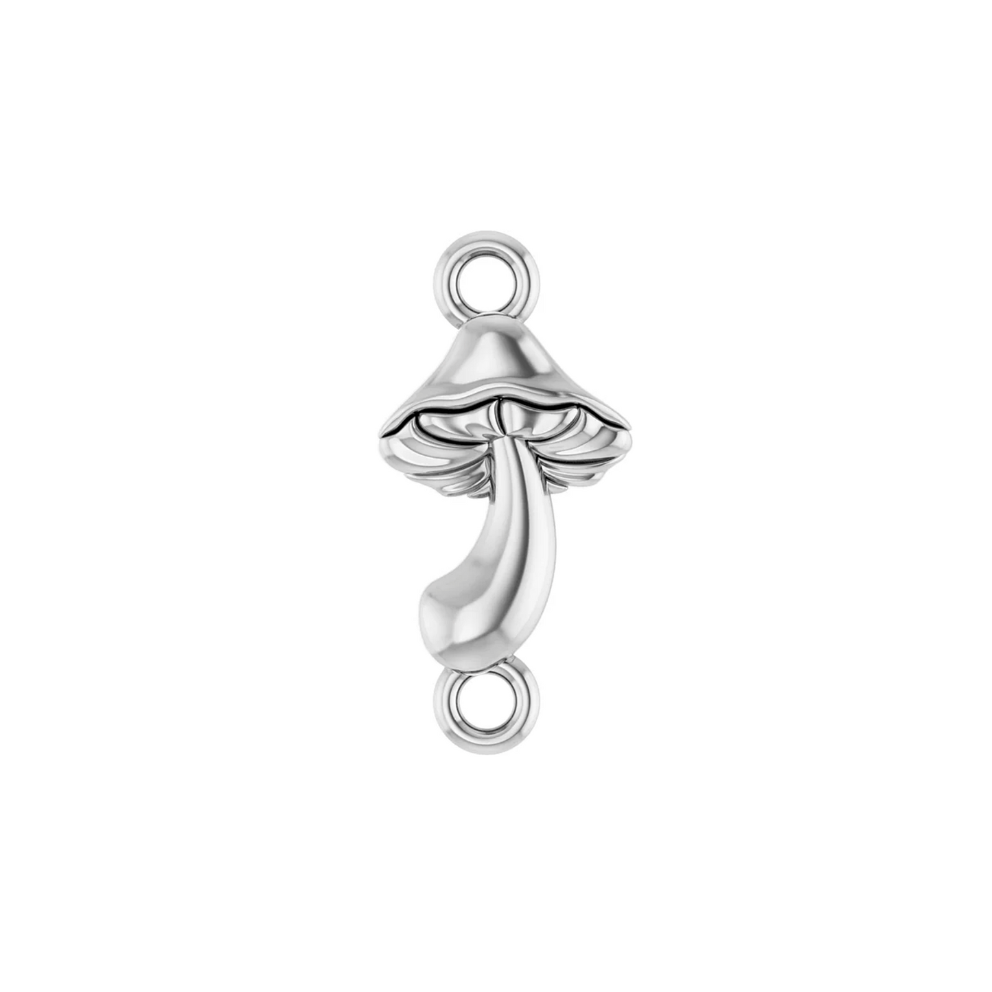 Mushroom Sterling Silver Connector Charm for permanent jewelry