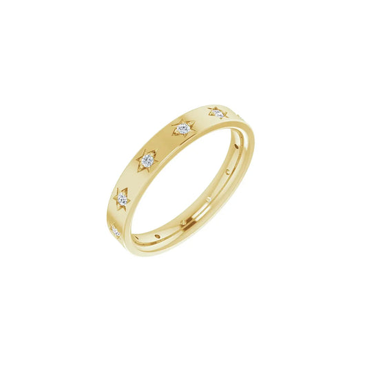 Eternal Stars Band in yellow gold, angled view