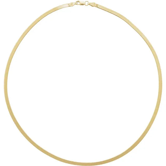 Herringbone Necklace in yellow gold