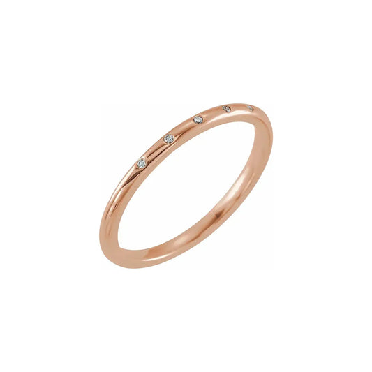 Inlay Band in rose gold, angled view