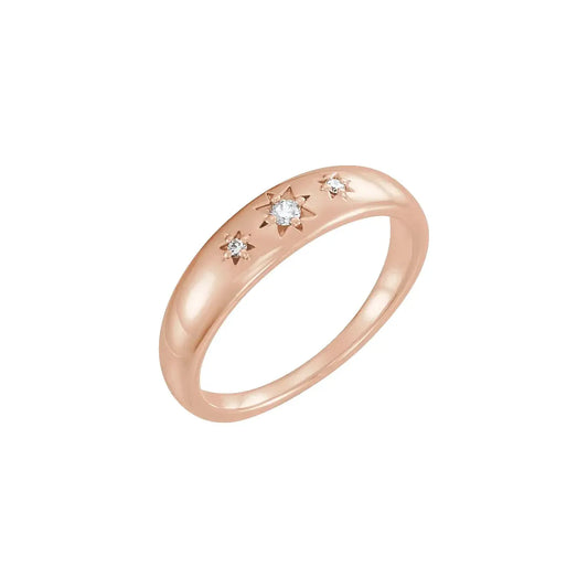 Starburst Ring in rose gold, angled view