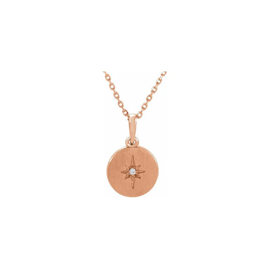 Sunburst Pendant in rose gold, front view