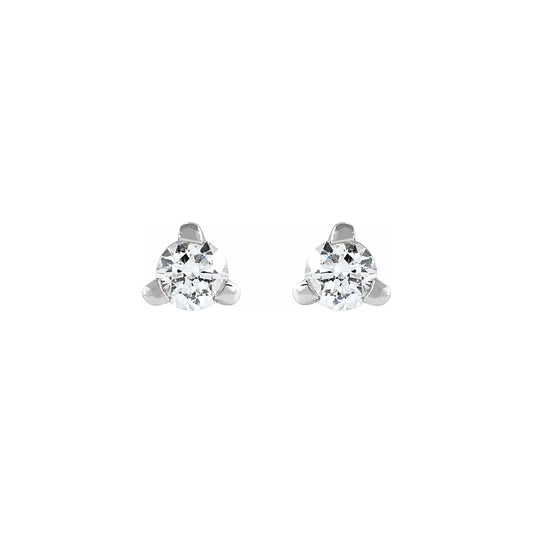 Studs 3 Prongs in white gold, front view