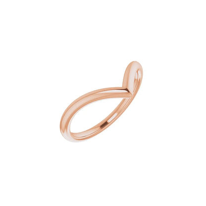 V Band 14k rose gold chevron ring, angled view