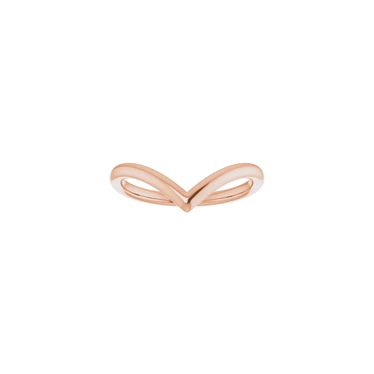 V Band 14k rose gold chevron ring, front view