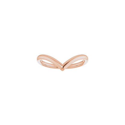 V Band 14k rose gold chevron ring, front view