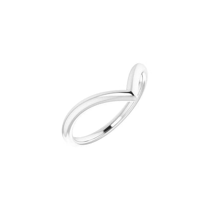 V Band 14k white gold chevron ring, angled view