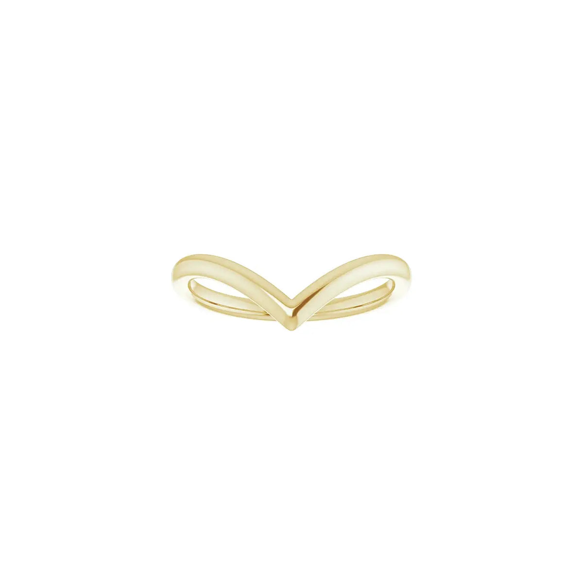 V Band 14k yellow gold chevron ring, front view