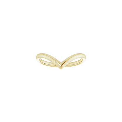 V Band 14k yellow gold chevron ring, front view