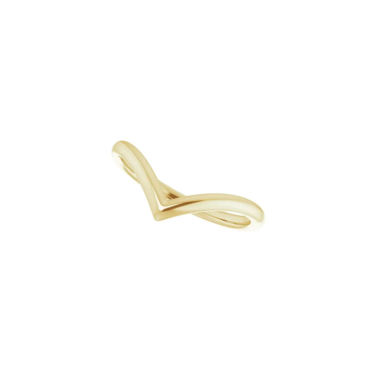 V Band 14k yellow gold chevron ring, top-down angled view