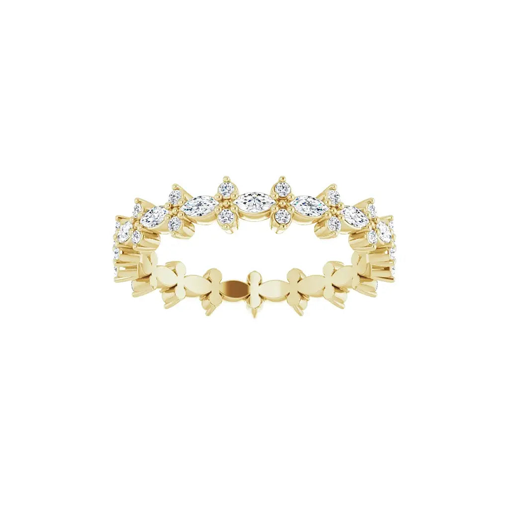 Accent Eternity Band in yellow gold, front view