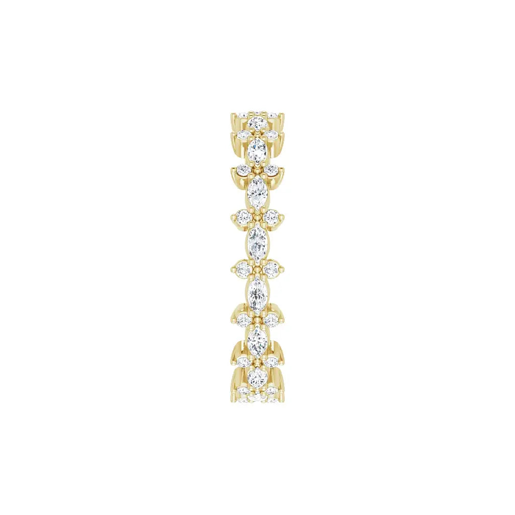Accent Eternity Band in yellow gold, side view