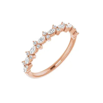 Accent Half Eternity Band in rose gold, angled view