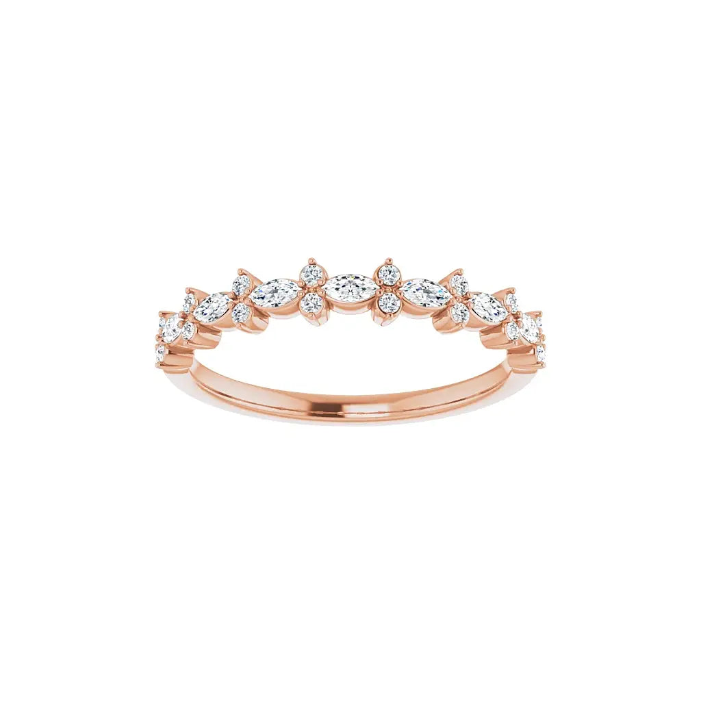 Accent Half Eternity Band in rose gold, front view