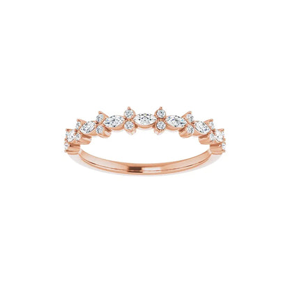 Accent Half Eternity Band in rose gold, front view