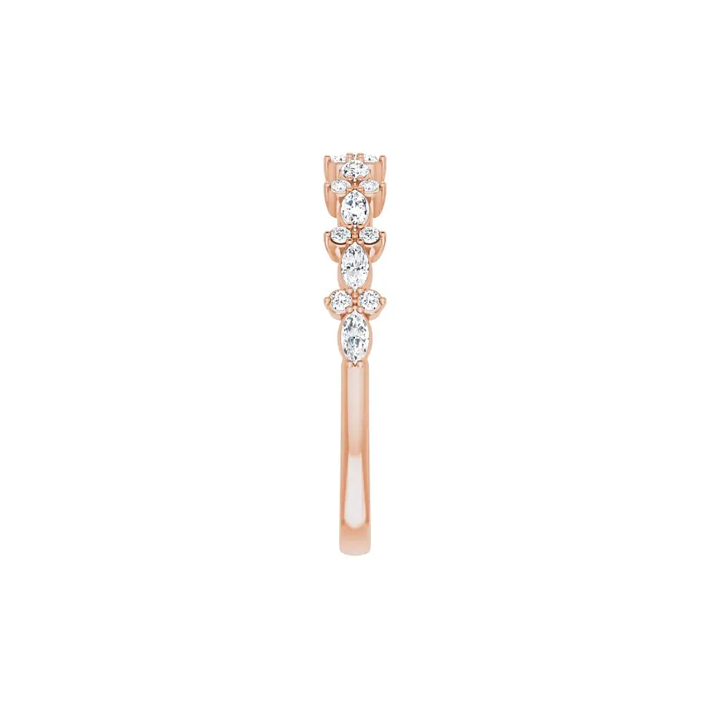 Accent Half Eternity Band in rose gold, side view