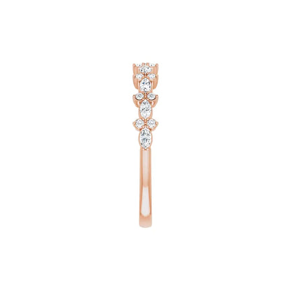 Accent Half Eternity Band in rose gold, side view